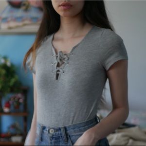 Forever 21 Lace Up T-Shirt